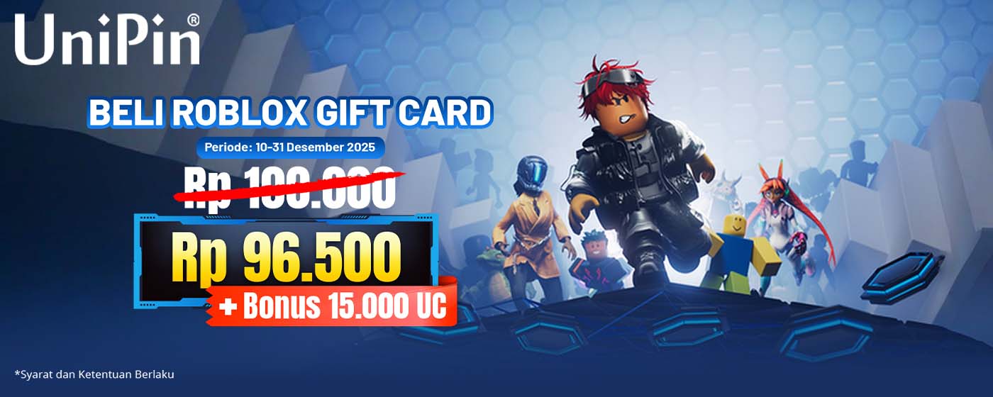 Beli Roblox Gift Card Dapatkan Bonus Cashback hingga 15.000 UniPin Credits!